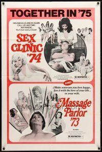 9x718 SEX CLINIC '74/MASSAGE PARLOR '73 1sh '75 see it with the love of your life, sexy double-bill!
