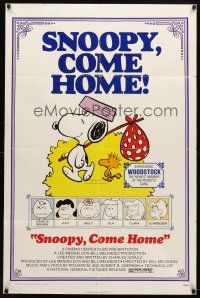 9x777 SNOOPY COME HOME 1sh '72 Peanuts, Charlie Brown, great image of Snoopy & Woodstock!