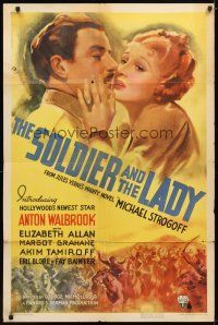 9x781 SOLDIER & THE LADY 1sh '37 romantic artwork of Anton Walbrook & Elizabeth Allan!