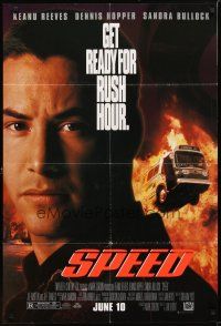 9x792 SPEED style A advance 1sh '94 huge close up of Keanu Reeves & bus driving through flames!