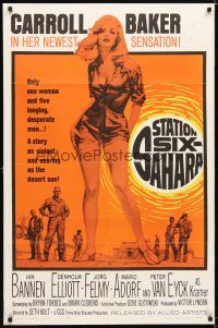 9x804 STATION SIX-SAHARA 1sh '64 super sexy Carroll Baker is alone with five men in the desert!