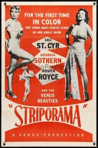 9x821 STRIPORAMA 1sh '53 exotic strippers Lili St. Cyr, Georgia Sothern & Rosita Royce!