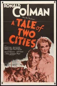 9x860 TALE OF TWO CITIES 1sh R62 Ronald Colman, Elizabeth Allan, written by Charles Dickens!