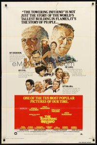 9x906 TOWERING INFERNO style B 1sh R76 Steve McQueen, Paul Newman, different Jung art!