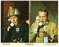 9y939 TOWERING INFERNO 11x14 still '74 best split image of firefighter Steve McQueen & Paul Newman!