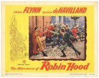 9y214 ADVENTURES OF ROBIN HOOD LC #5 R48 Errol Flynn & Basil Rathbone with crossed swords!