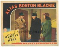9y222 ALIAS BOSTON BLACKIE LC '42 Adele Mara watches Chester Morris point gun at George Stone!