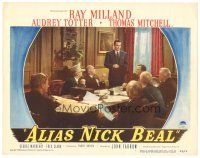 9y227 ALIAS NICK BEAL LC #7 '49 Ray Milland talks to Thomas Mitchell & men at business meeting!