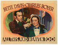 9y230 ALL THIS & HEAVEN TOO LC '40 close up of Bette Davis & Charles Boyer!