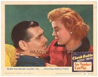 9y239 ANY NUMBER CAN PLAY LC #5 '49 Audrey Totter is blonde trouble for gambler Clark Gable!