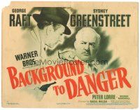 9y015 BACKGROUND TO DANGER TC '43 great image of George Raft pointing gun at Sydney Greenstreet!