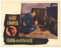 9y359 CLOAK & DAGGER LC #7 '46 Gary Cooper & Lilli Palmer hide in secret passage, Fritz Lang