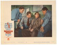 9y403 DETECTIVE STORY LC #2 '51 Kirk Douglas & Bendix interrogate man on bench, William Wyler