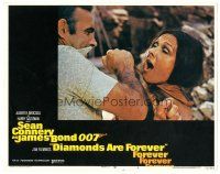 9y409 DIAMONDS ARE FOREVER LC #4 '71 Sean Connery as James Bond strangling Denise Perrier w/ bikini!