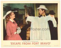9y439 ESCAPE FROM FORT BRAVO LC #3 R62 William Holden shows Eleanor Parker her evening wear!