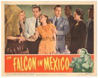 9y447 FALCON IN MEXICO LC '44 crowd watches detective Tom Conway hold up unconscious Mona Maris!