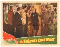 9y449 FALCON OUT WEST LC '44 Tom Conway as The Falcon with crowd watching pretty Barbara Hale!