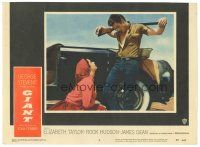 9y489 GIANT LC #6 '56 image of James Dean & Elizabeth Taylor by car, directed by George Stevens!