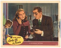 9y572 LADY ON A TRAIN LC '45 Edward Everett Horton with black eye, detective Deanna Durbin w/phone