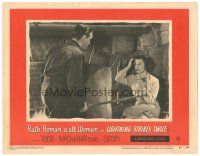9y590 LIGHTNING STRIKES TWICE LC #8 '51 sexy bad girl Ruth Roman with Richard Todd by fireplace!