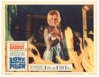9y613 LOVE ON A PILLOW LC #2 '64 sexy topless Brigitte Bardot covered with sheet in burning house!
