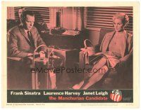 9y643 MANCHURIAN CANDIDATE LC #7 '62 c/u of Frank Sinatra sitting with Janet Leigh, Frankenheimer