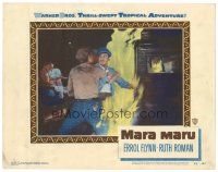 9y645 MARA MARU LC #2 '52 close up of Errol Flynn grabbing guy during blazing inferno!