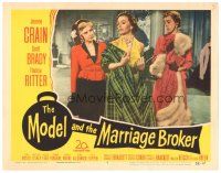 9y668 MODEL & THE MARRIAGE BROKER LC #7 '51 Nancy Kulp and another w/ Jeanne Crain removing coat!