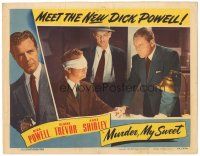 9y679 MURDER, MY SWEET LC '44 Don Douglas questions blindfolded Dick Powell, Raymond Chandler novel!
