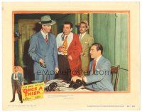 9y713 ONCE A THIEF LC #4 '50 c/u of Lon Chaney Jr. with cops in Cesar Romero's office!