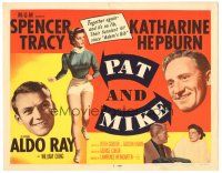 9y139 PAT & MIKE TC '52 great artwork of Katharine Hepburn + Spencer Tracy & Aldo Ray portraits!