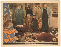 9y729 PEARL OF DEATH LC '44 Basil Rathbone as Sherlock Holmes, Bruce as Watson, woman in rubble!