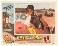 9y761 RACE FOR LIFE LC #2 '54 great close up of racing driver Richard Conte in his car!