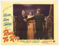 9y781 ROAD TO RIO LC #5 '48 great image of Dorothy Lamour between Bing Crosby & Bob Hope!