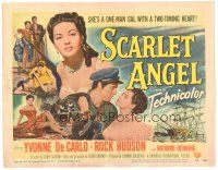 9y160 SCARLET ANGEL TC '52 artwork of sailor Rock Hudson & sexy gambling Yvonne DeCarlo!