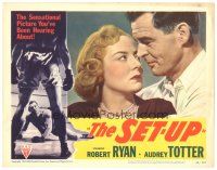 9y821 SET-UP LC #4 '49 romantic close up of boxer Robert Ryan & Audrey Totter!