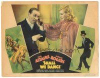 9y827 SHALL WE DANCE LC '37 Ginger Rogers holds phone as Fred Astaire talks, cool border art!