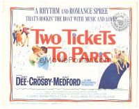 9y186 TWO TICKETS TO PARIS TC '62 Joey Dee, Gary Crosby, Kay Medford in France!