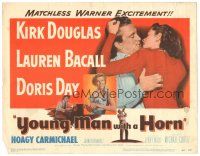 9y203 YOUNG MAN WITH A HORN TC '50 jazz man Kirk Douglas kisses sexy Lauren Bacall + Doris Day!