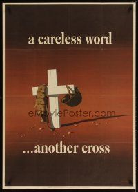 9z026 CARELESS WORD ANOTHER CROSS 29x40 WWII war poster '43 John Atherton art of soldier's grave!