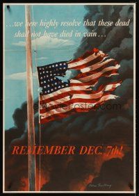 9z023 REMEMBER DEC. 7TH! 28x40 WWII war poster '42 Pearl Harbor, patriotic art by Allen Saalburg!