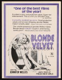 1c491 BLONDE VELVET pressbook '77 artwork of sexy Jennifer Welles, America's Sex Queen!