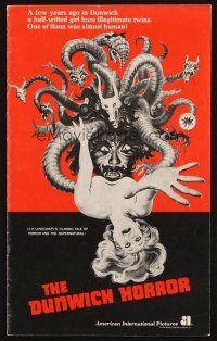 1c576 DUNWICH HORROR pressbook '70 AIP, wild horror art of multi-headed monster attacking woman!