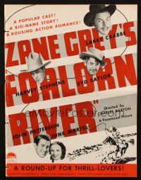 1c597 FORLORN RIVER pressbook '37 Buster Crabbe, Zane Grey thrill-packed romance of the West!
