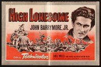 1c637 HIGH LONESOME pressbook '50 cool full-length art of John Barrymore Jr. with gun!