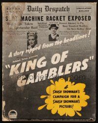1c679 KING OF GAMBLERS pressbook '37 Claire Trevor, gambling addict Lloyd Nolan!