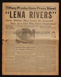 1c697 LENA RIVERS pressbook '32 Charlotte Henry in a story of a girl who knew forgiveness!