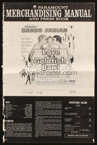 1c713 LOVE IN A GOLDFISH BOWL pressbook '61 great art of Tommy Sands & Fabian kissing pretty girl!