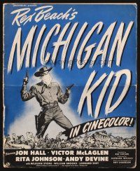 1c754 MICHIGAN KID pressbook '46 Rex Beach, cowboy Jon Hall, Rita Johnson, Victor McLaglen!