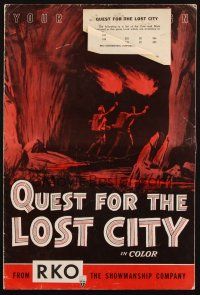 1c813 QUEST FOR THE LOST CITY pressbook '54 hacking through 100 miles of hostile Mayan jungle!